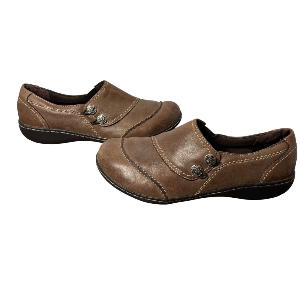 Clarks Bendables Ashland Alpine Brown Leather Slip On Loafers Womens 9M